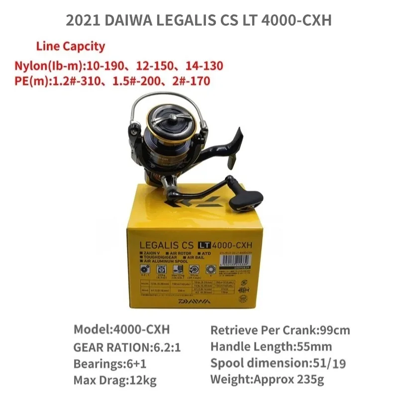 Moulinet Pêche DAIWA LEGALIS CS LT 1000-XH - Pour Eau Douce Et Mer - Moulinet Spinning Léger 2021