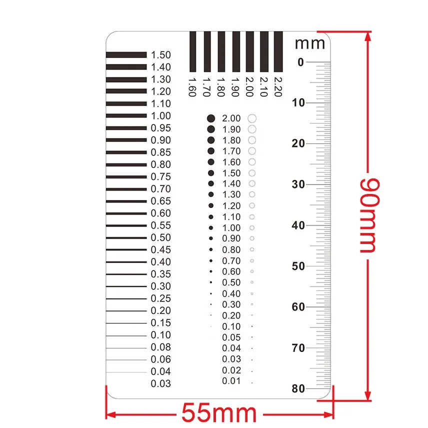 Film ruler Measuring Pass Badge Gauge Stain Card Point Gauge Wire Transparent Film Ruler Stain Crack Contrast Ruler