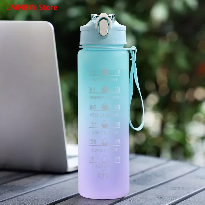 

LMHBJY 900 gradient color large capacity straw cup, female portable plastic water bottle, student outdoor sports portable cup