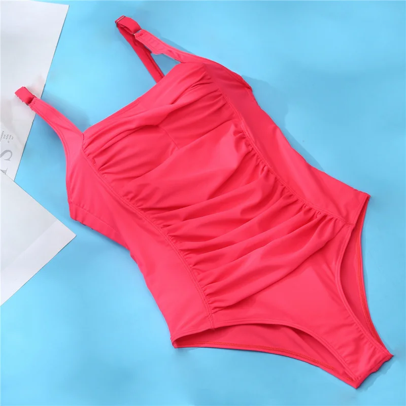 One Piece Swimsuit Push Up Women Plus Size Closed Bodysuit Pool Beachwear Summer
