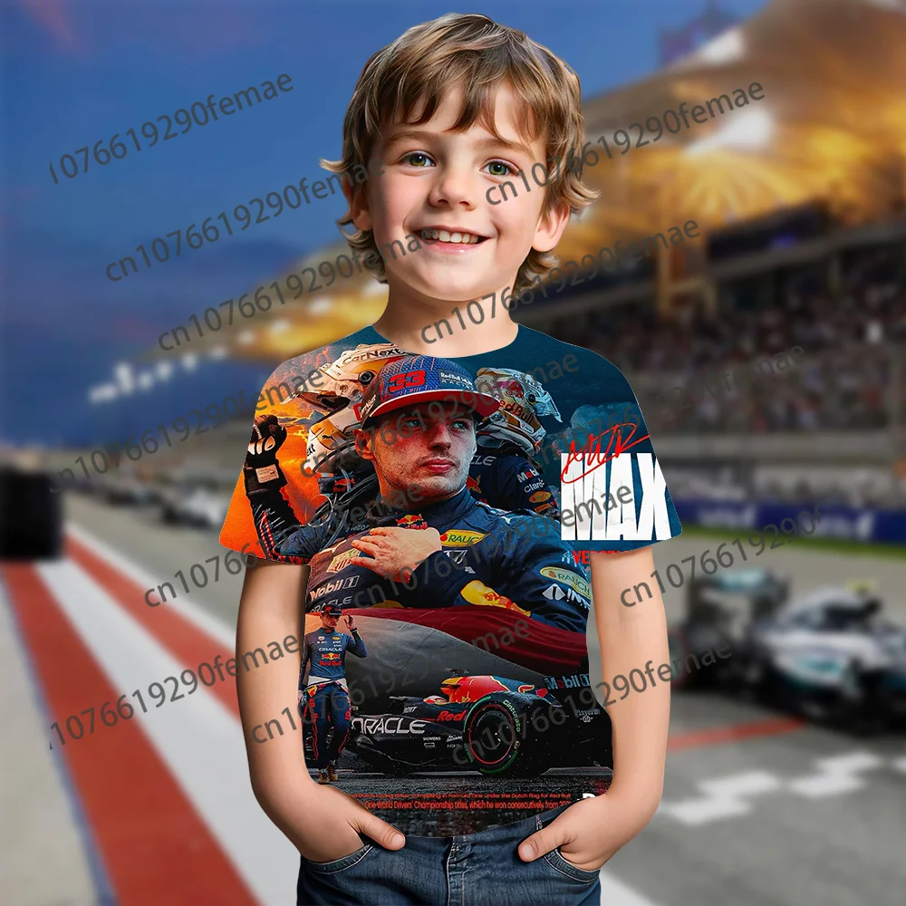 클래식 네덜란드 F1 레이싱 드라이버 3D 프린트 편안한 티셔츠, 소년 소녀, 데일리 스트리트 캐주얼 편안한 상의, 여름