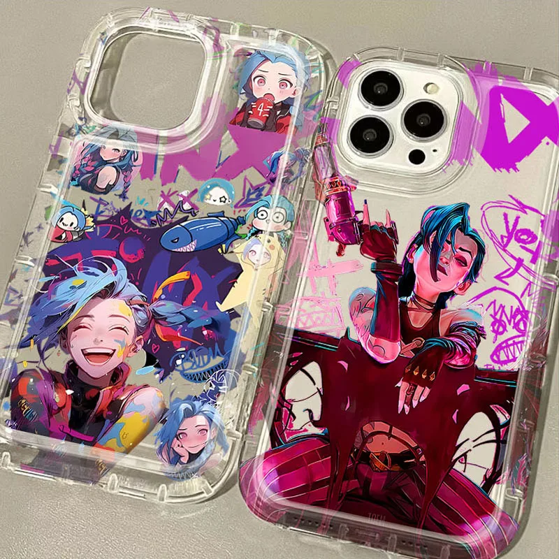 Shockproof Clear Silicone Back Cover with Game Arcane Jinx Design
