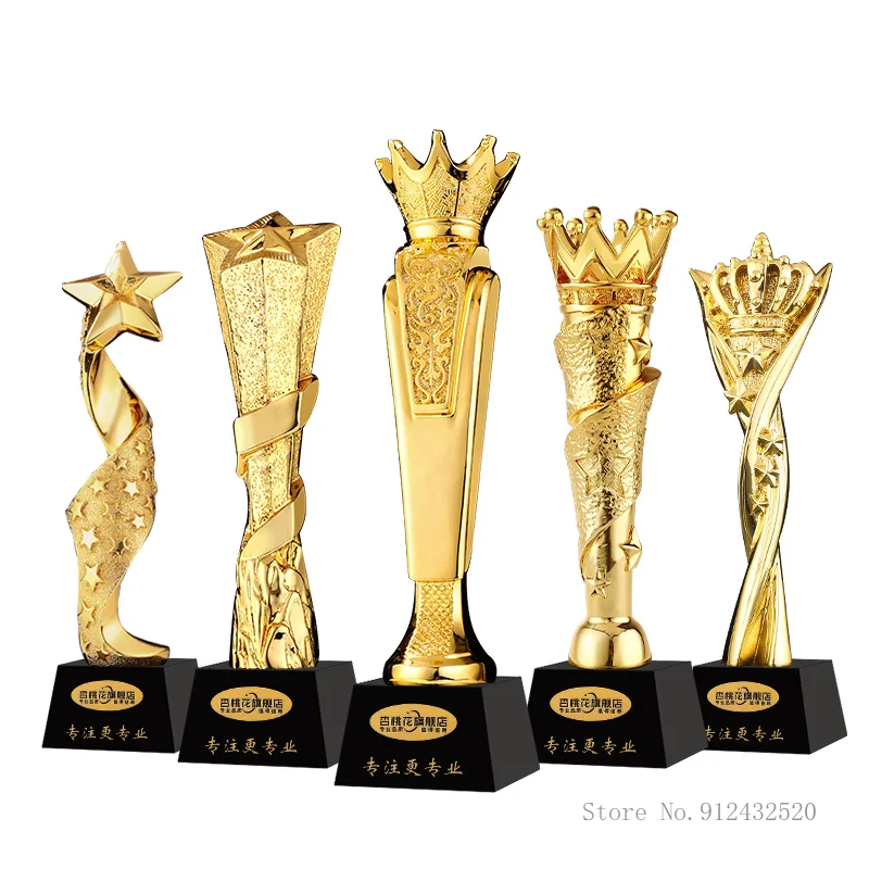 Gold-Plated Resin Trophy, Bottom Crystal, Custom Creative, Send Friends Awards, Dancing Souvenir, Competition, Home Decor