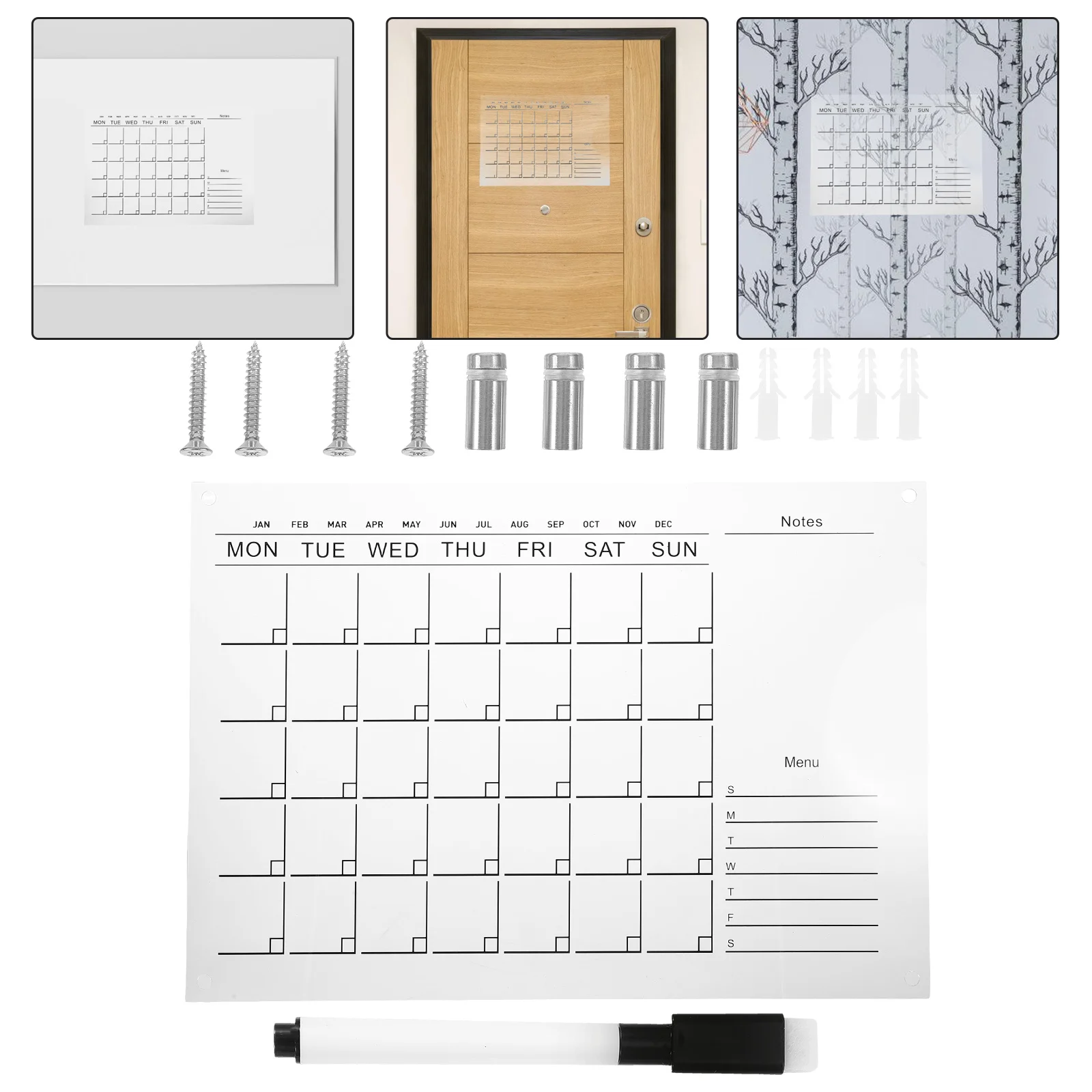 

Еженедельный планировщик, акриловые настольные календари для холодильника с сухим стиранием, настенные прозрачные для белых путешествий