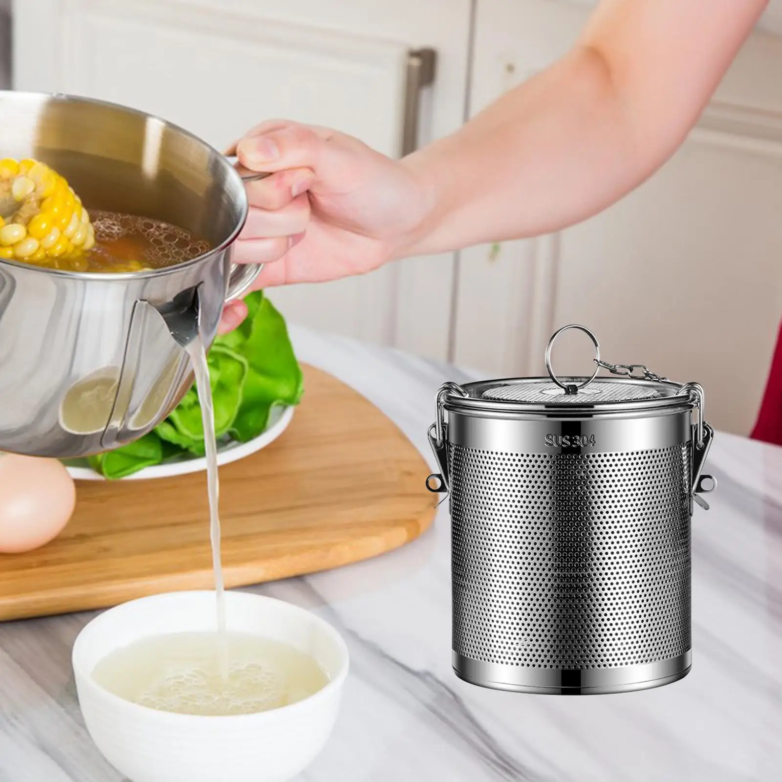 

Ситечко для заваривания чая, ситечко из тонкой сетки для рассыпного чая, многоразовый фильтр для кофе с расширенными цепями для тушения, приготовления супов, специй, пивоварения