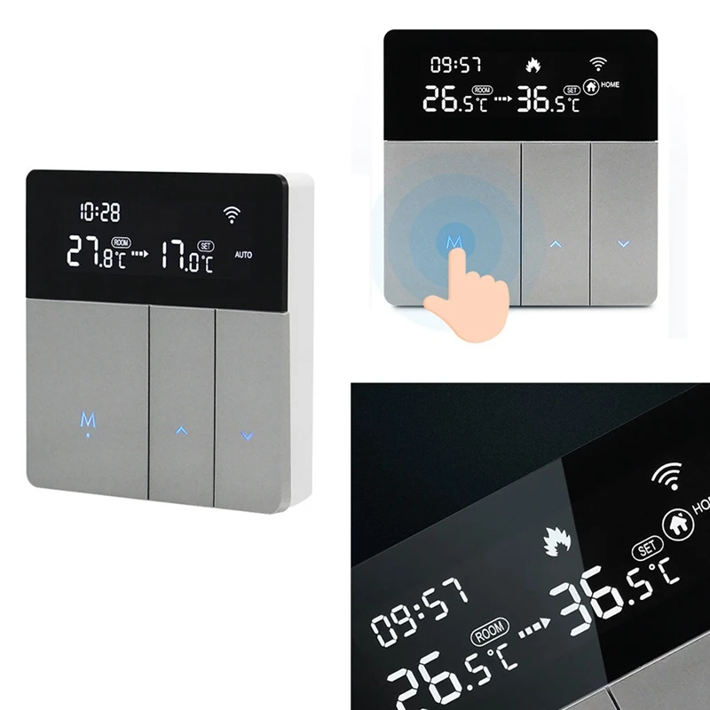 

Умный регулятор температуры RISE-Tuya с Wi-Fi, термостат с подсветкой, автоматическая регулировка яркости, дистанционное управление через приложение