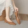 Genuine Leather Multi-color Low-heeled women's Shoes  Round Toe Flat Bottom Shallow Cut Single Shoe Casual Versatile Loafers 3