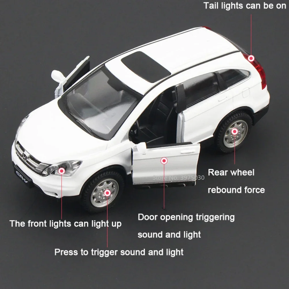 1:32 Alloy Scale Car Model Toy Honda CRV SUV Vehicles Diecast Metal Highly Simulated Model Sound Light Collection Kids Toy Gifts 2
