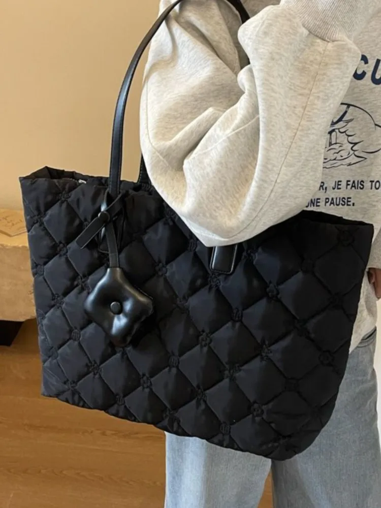 JIAERDI Black Large Capacity Tote Bag Women Vintage Puffy Soft Casual Shoulder Bags Purse Ladies Handbag Designer Luxury Bag