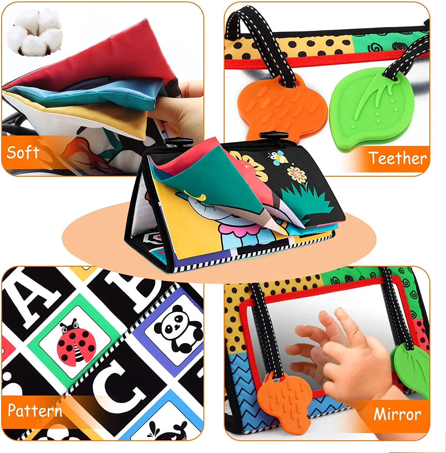 Black And White Baby Floor Mirror Tummy Time Sensory Baby Toys 6 12 months Toys For Babies Montessori Development Crawl Toys 3