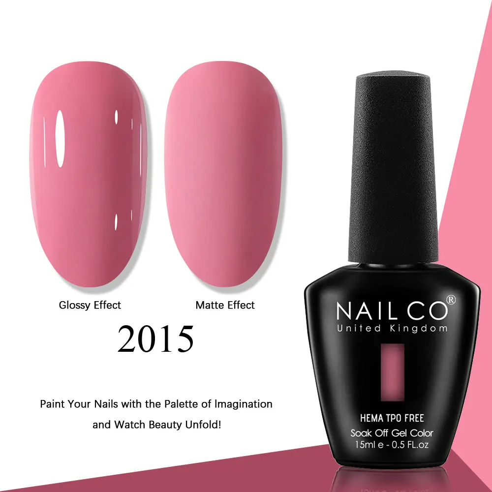 NAILCO Gel Nail Polish Pink Collection - 15ml Glitter & Nude UV LED Gel Varnish Set