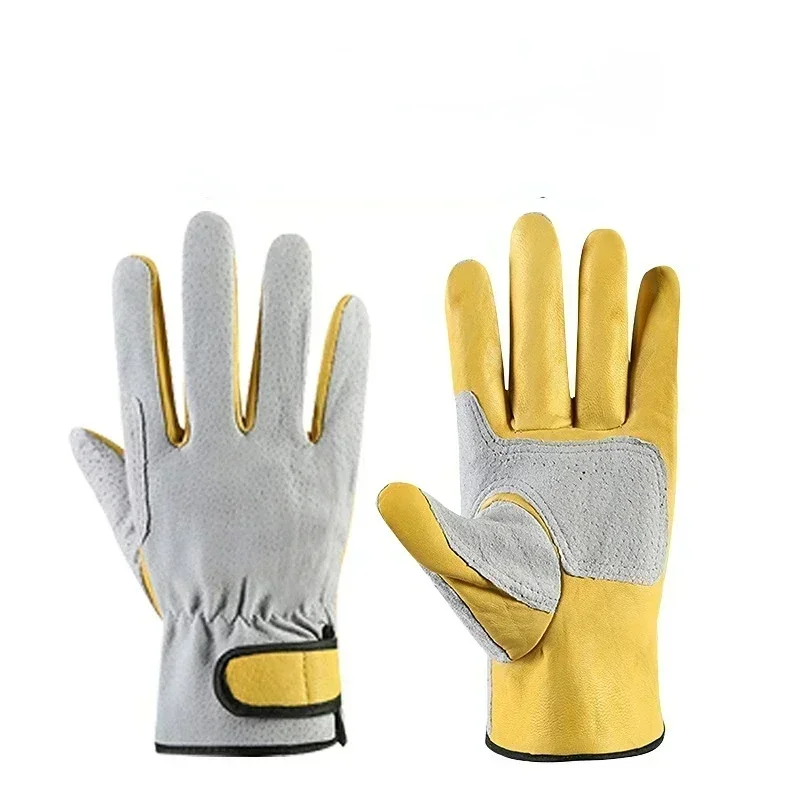 Work Gloves Leather Workers Work Welding Safety Protection Garden Sports Motorcycle Driver Wear-resistant Gloves Heat Insulation