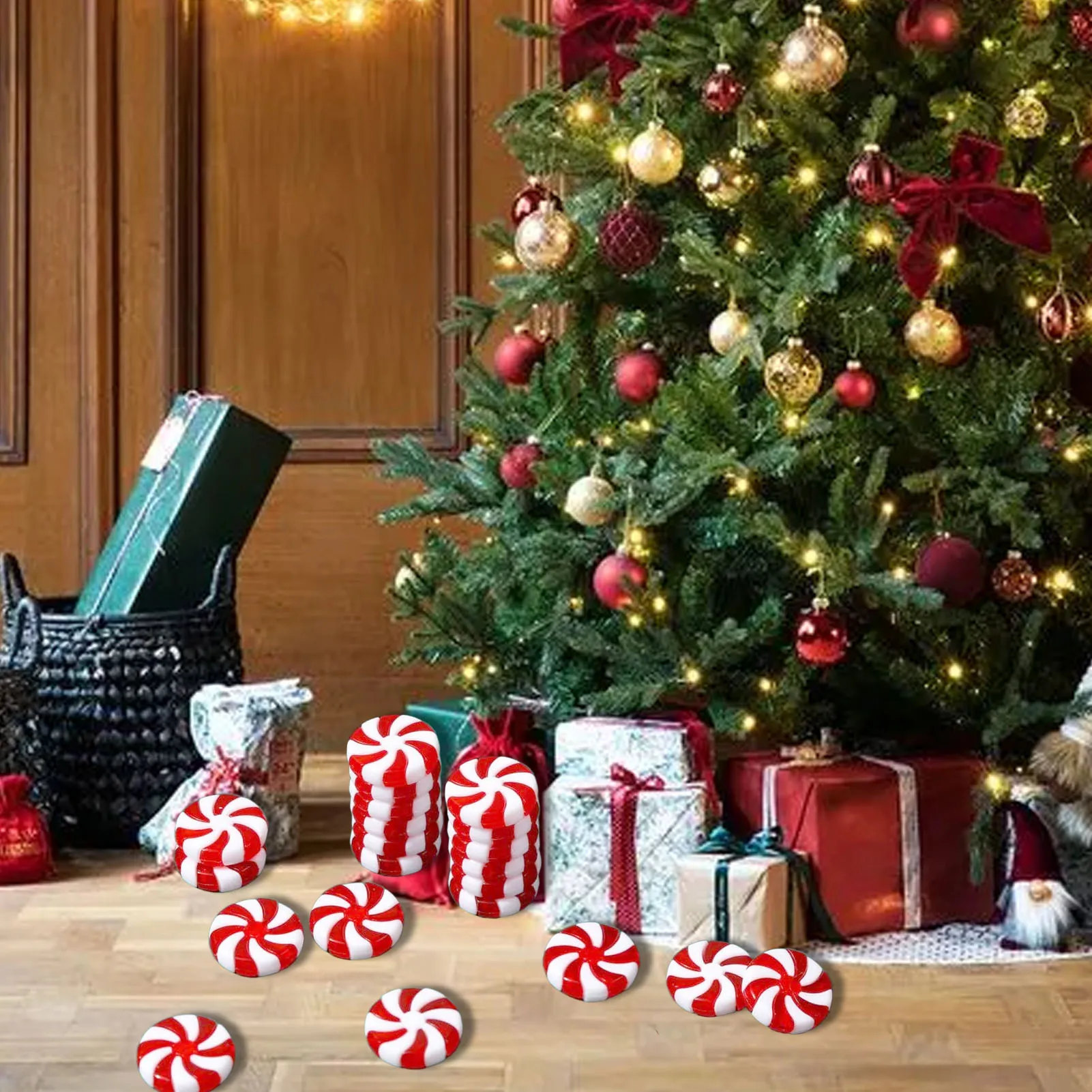 50PCS Xmas Candy Decoration Cute Exquisite Plastic Candy Hanging Ornament for Tree Window Decor Xmas Candy Hanging Decoration