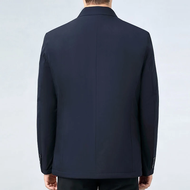 Office Business Men Winter Coat Loose Short Cotton Padded Coats Unisex Buttons Turn Down Collar Vintage Black Thick Jacket Women