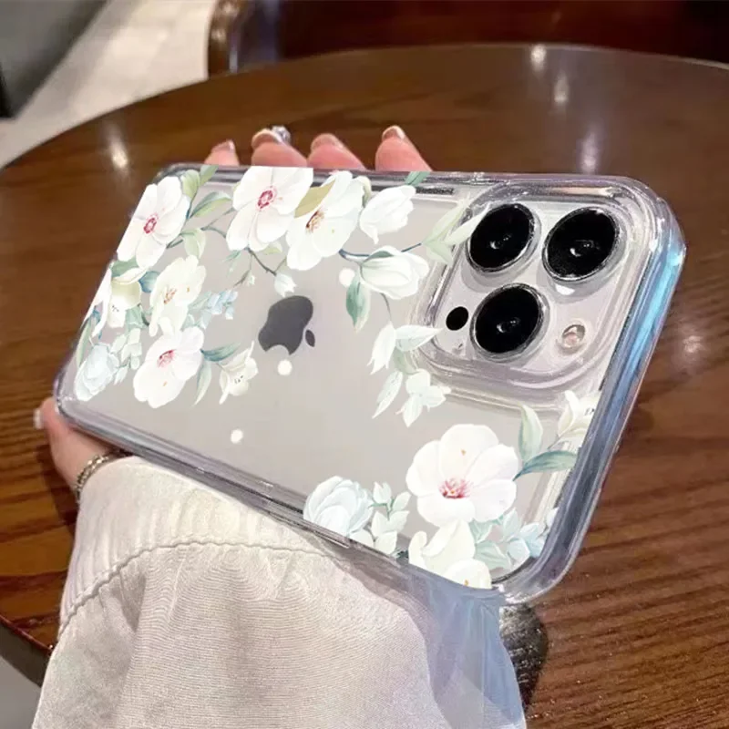 Pink Peach Blossom Shockproof Soft Silicone Clear Phone Case