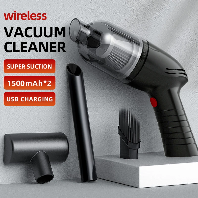 Handheld Car Vacuum Cleaner, 16000PA Handheld Portable Cordless Vacuum, 2-in-1 Air Duster and Vacuum Cleaner with High Power Min