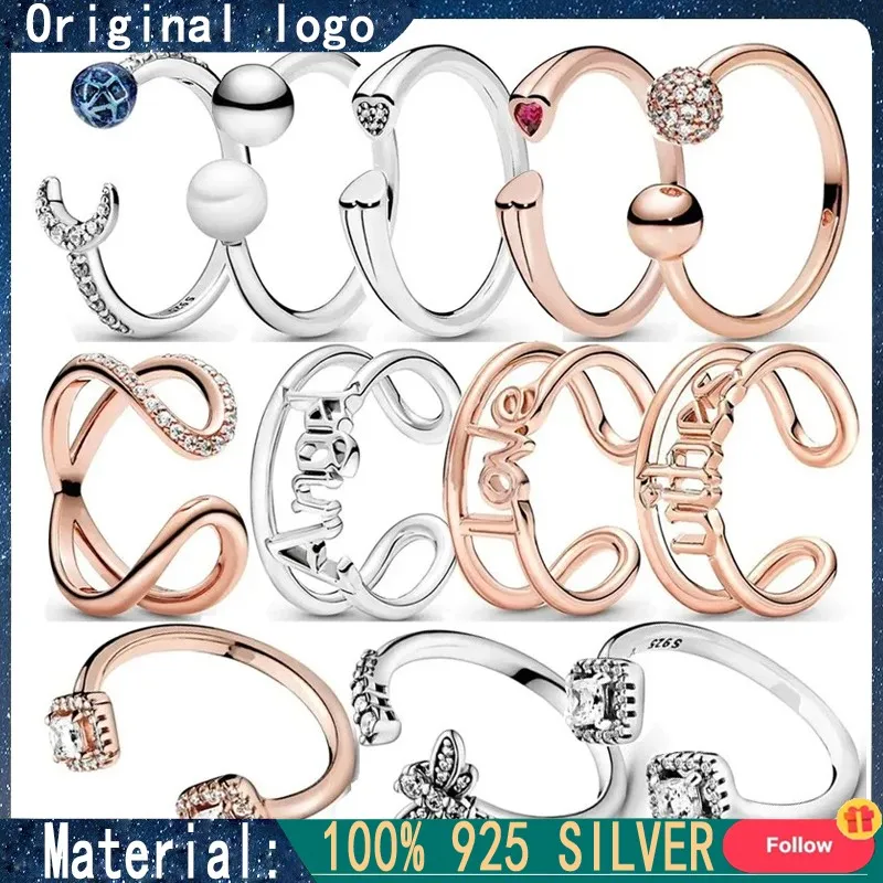 

Popular Women's 925 Sterling Silver Shining Open Ring, Eternal Symbol Open Ring, ME Love Open Ring Fashion DIY Charm Jewelry