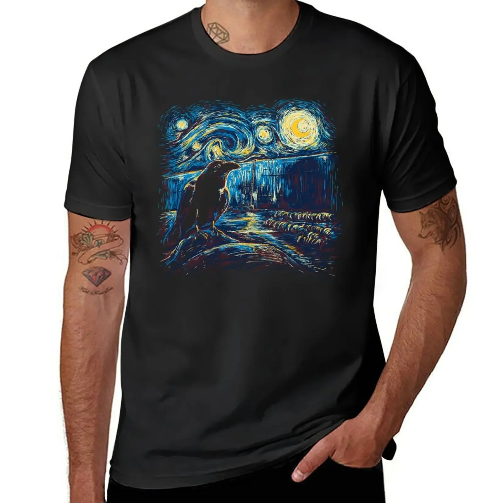 

Starry Night's Watch T-Shirt summer top customs design your own Aesthetic clothing black t shirts for men