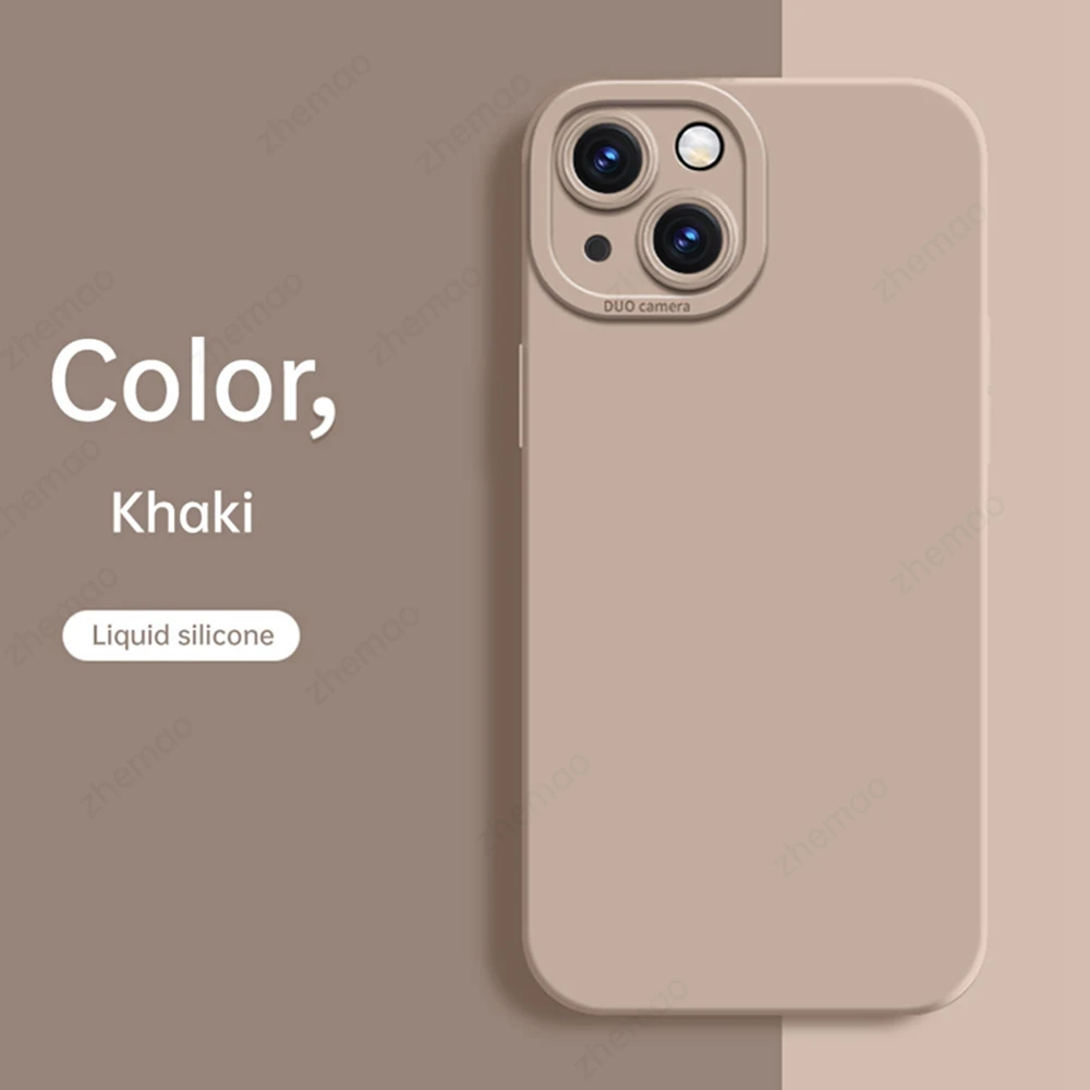 thumbnail image 1 of Funda cuadrada de silicona líquida para teléfono móvil, carcasa suave a prueba de golpes para iPhone 14, 13, 12 Mini, 11 Pro, XS Max, X, XR, 7, 8, 6, 6s Plus, SE2, 1 of 5