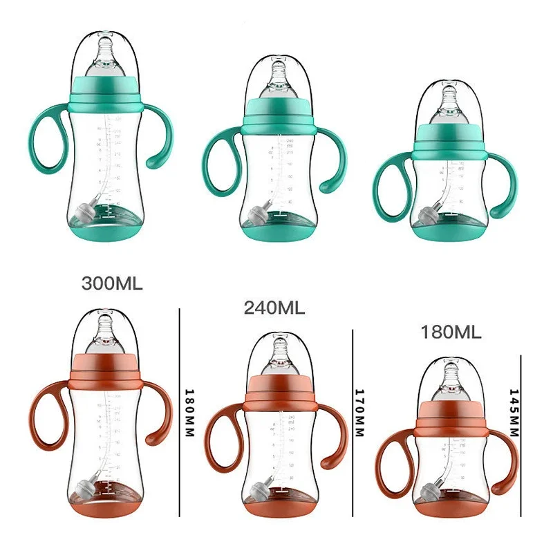 Baby Feeding Bottle Anti-Choke Baby Bottle with Grip Wide-Caliber Feeding Bottle for Newborn