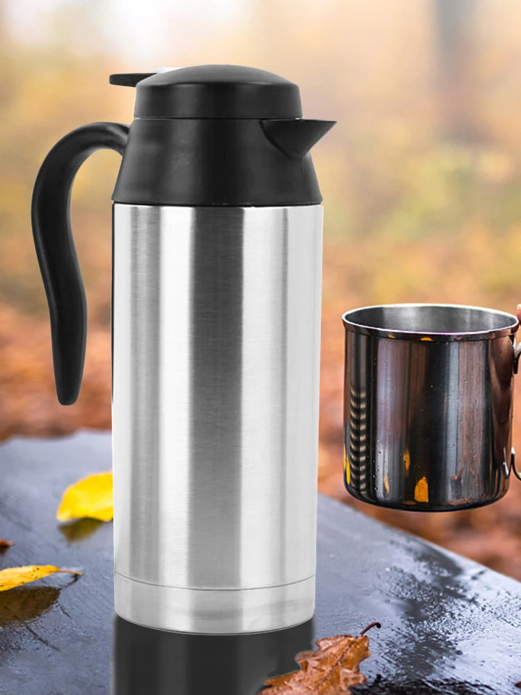 12/24V 차량용 전기 주전자 스테인리스 750ml 휴대용 여행용 컵 자동 전원 차단 건조 보호 기능 빠른 가열