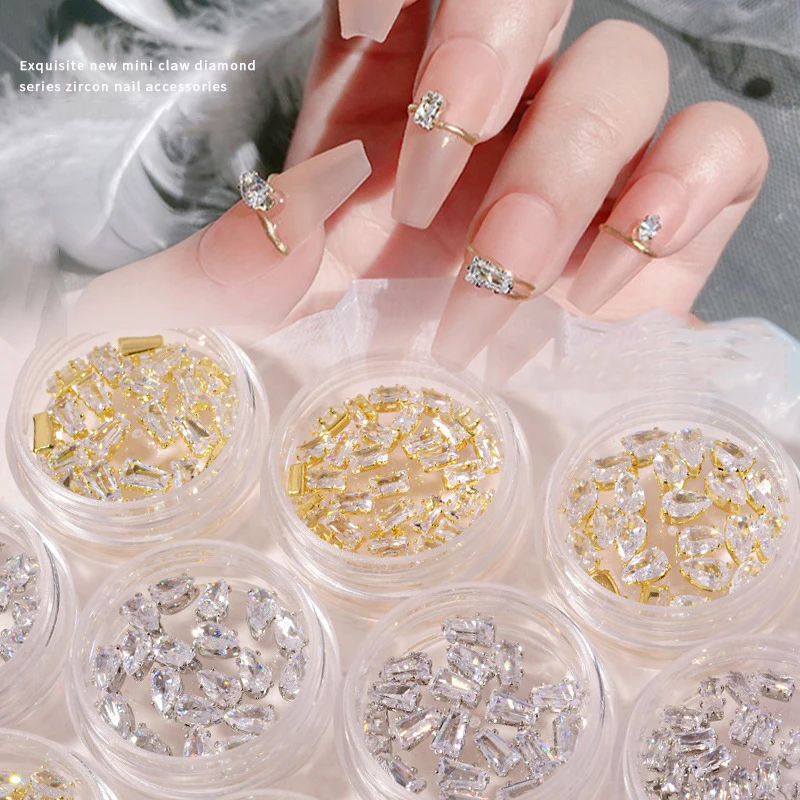 50pcs Sparkle Zircon Claw Diamonds Nail Charms Rhinestones Nails