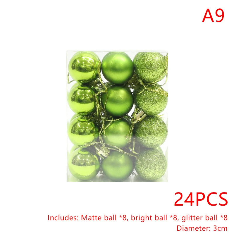 thumbnail image 1 of Juego de 24 adornos navideños irrompibles para bolas de árbol de Navidad, 3 cm (1,18 pulgadas), 1 of 5