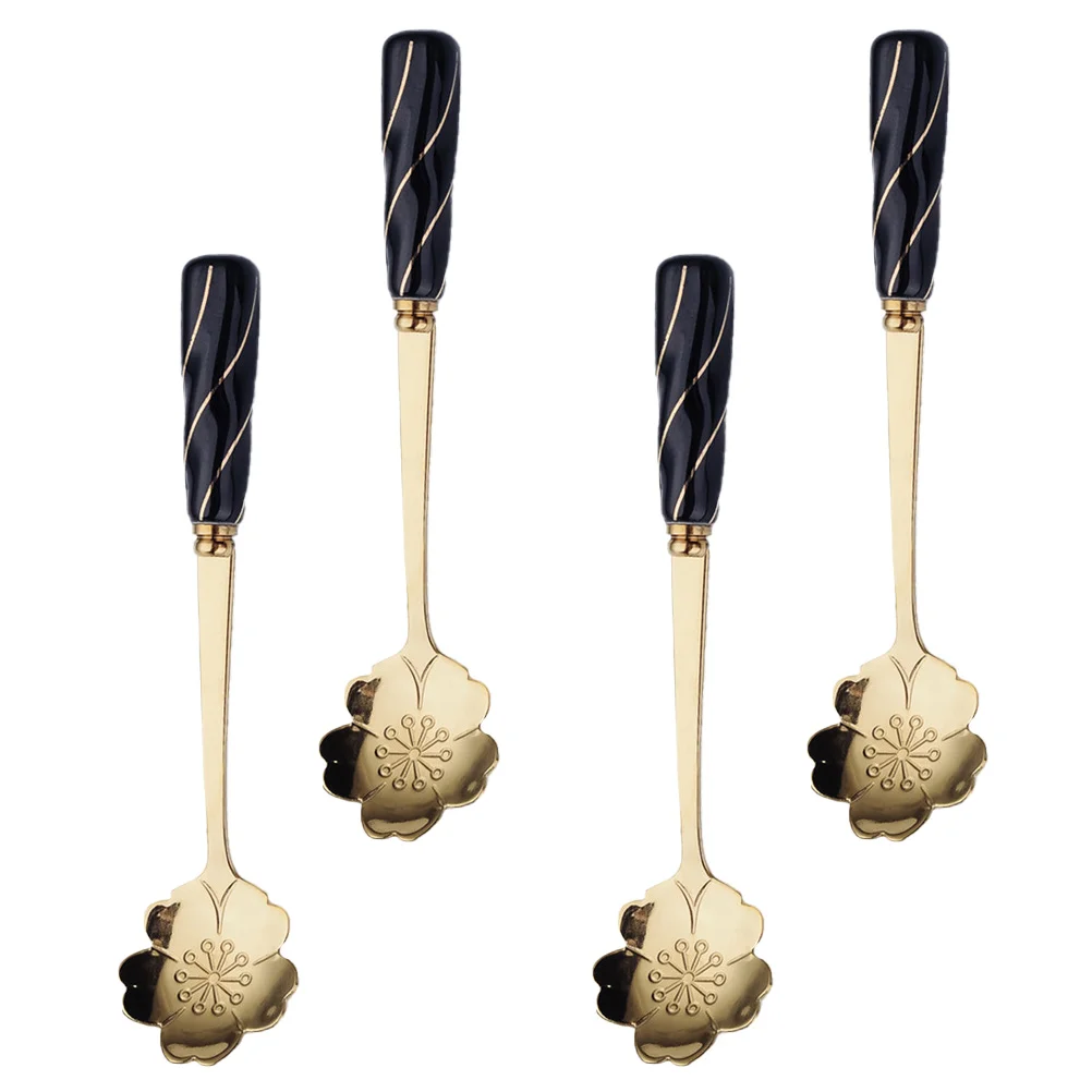 

Spoons Spoon Tea Coffee Flower Gold For Dessert Bar Ceramic Set Hot Stir Ice Handle Small Cream Sugar Teaspoons Sprinkle
