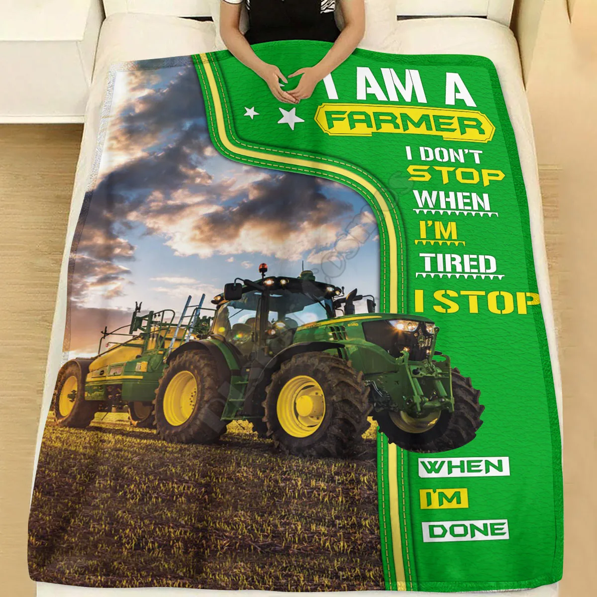 

PLstar Cosmos Farmer Tractor Flannel Blanket Full Over 3D Printed Blanket Kids Adult Soft Bed Cover Sheet Plush Blanket