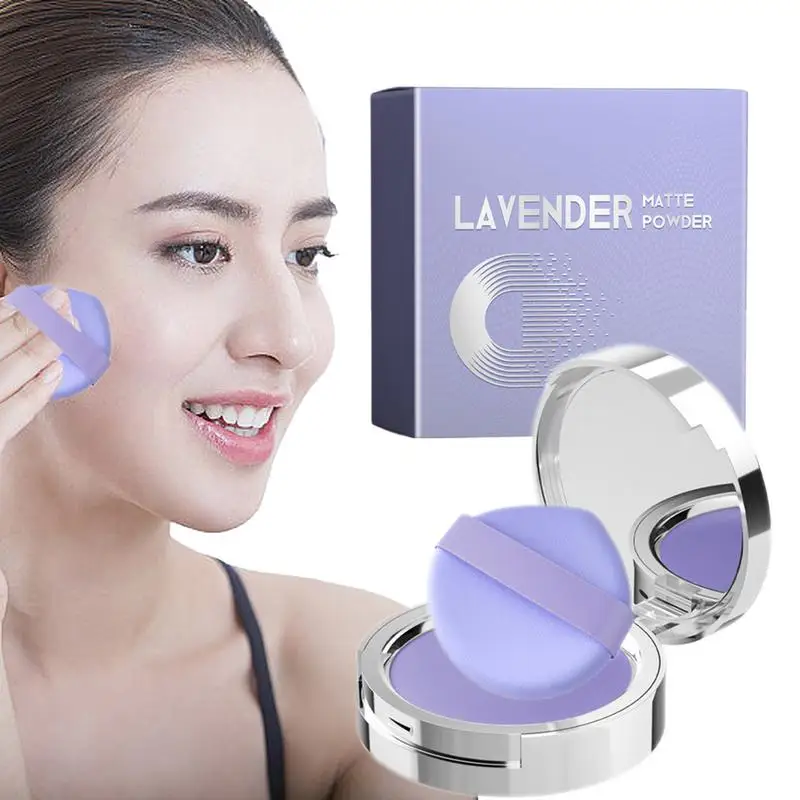 Lavender Matte Powder Oil Control Face Powder 10g Long-Lasting Cosmetic With Mini Powder Puff For Girls women