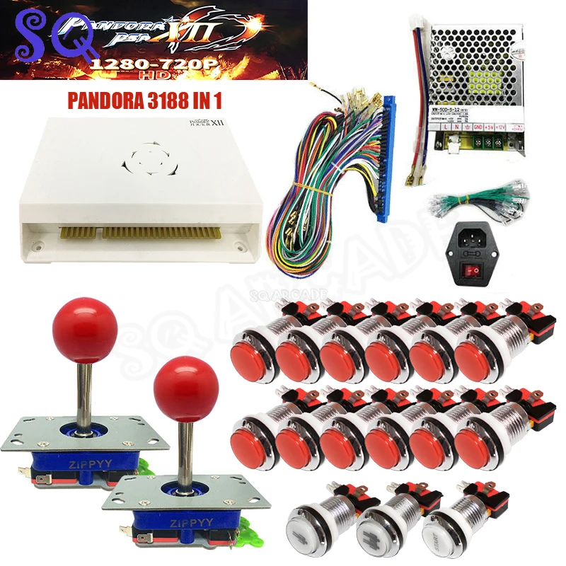 3D Pandora 3188 In 1 Game Jamma Board Zippy Joystick Chrome Push Button Full Kit For Arcade Video Game Machine