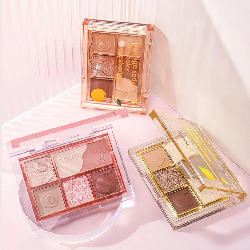 

3Colors Matte Eyeshadow Palette Pearlescent Earthy Shiny Glitter Nude Eye Pigment Waterproof Long-lasting Fruit Print Eye Makeup