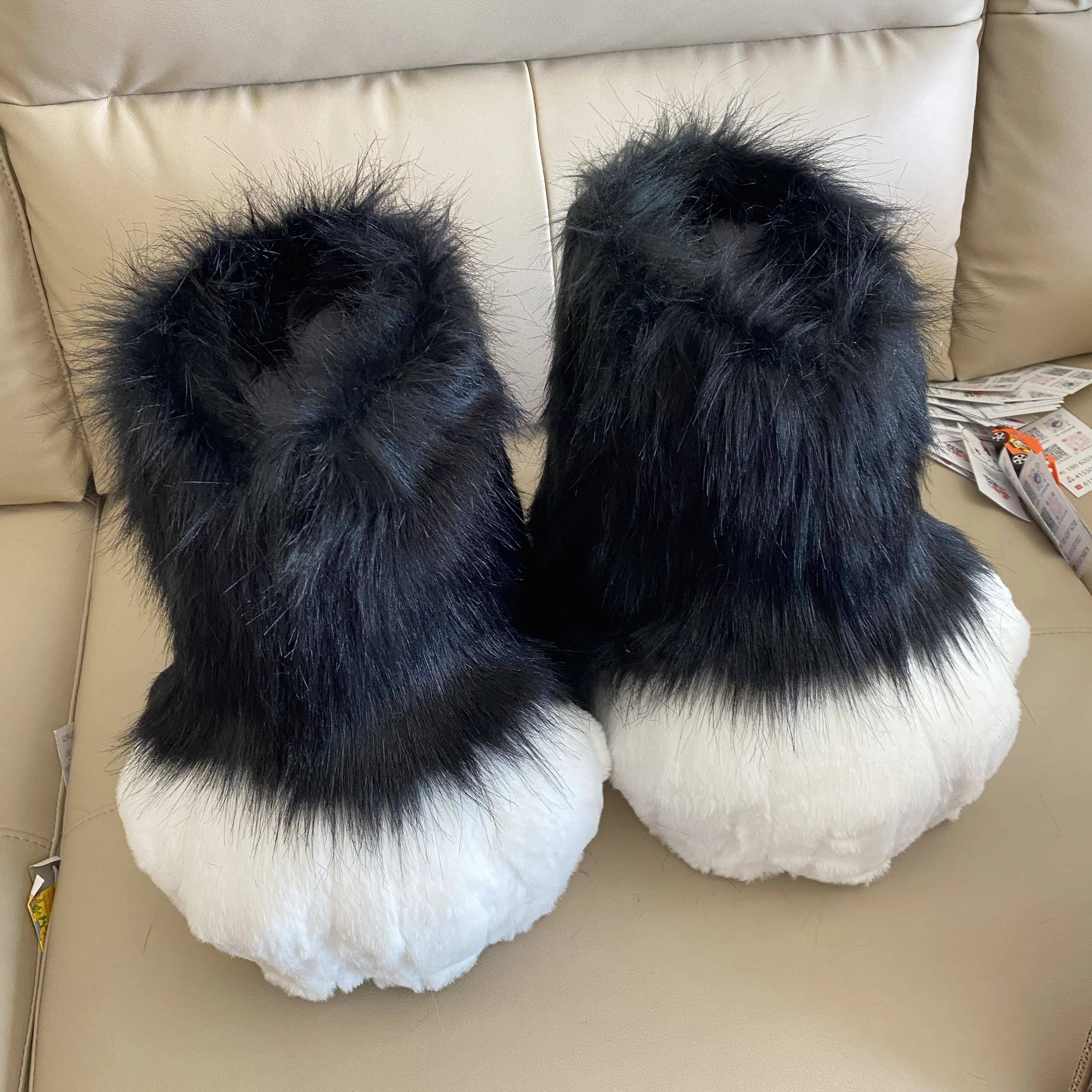 2024 Fursuit Cosplay Paw Shoes Furry Cosplay Rubbit Cat Boots Cute Fluffy Animal Manga Party Cos Wearable Unisex Costume