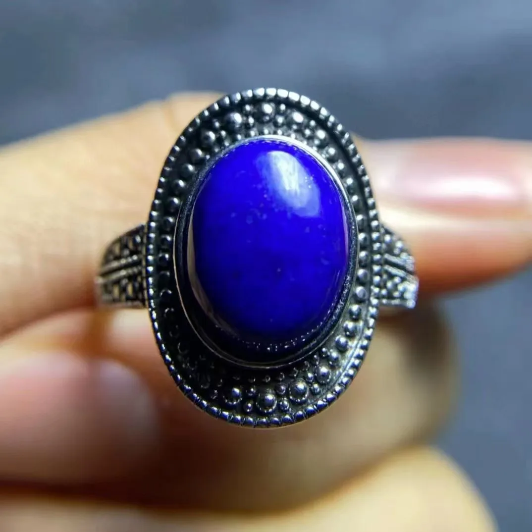 

10pcs/lot Natural Large Grain Lapis Lazuli Inlay Ring Exquisite craftsmanship Ring size Adjustable S925 sterling silver inlay