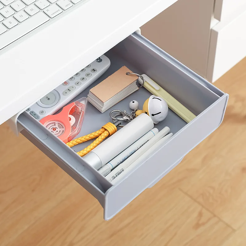 

Self Stick Pencil Tray Desk Table Storage Drawer Organizer Box Under Desk Stand Self-adhesive Under-drawer Storage Organization