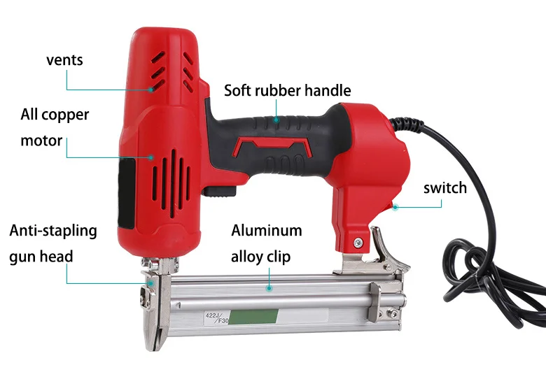 1800w elétrica nailer grampeador móveis grampeador arma