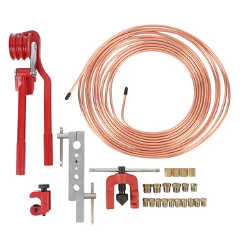 Brake Line Flaring Tool Kit Professional 3/16 Inch Brake Line Kit Copper Coated Metal Efficient for Hydraulic Braking Systems 1