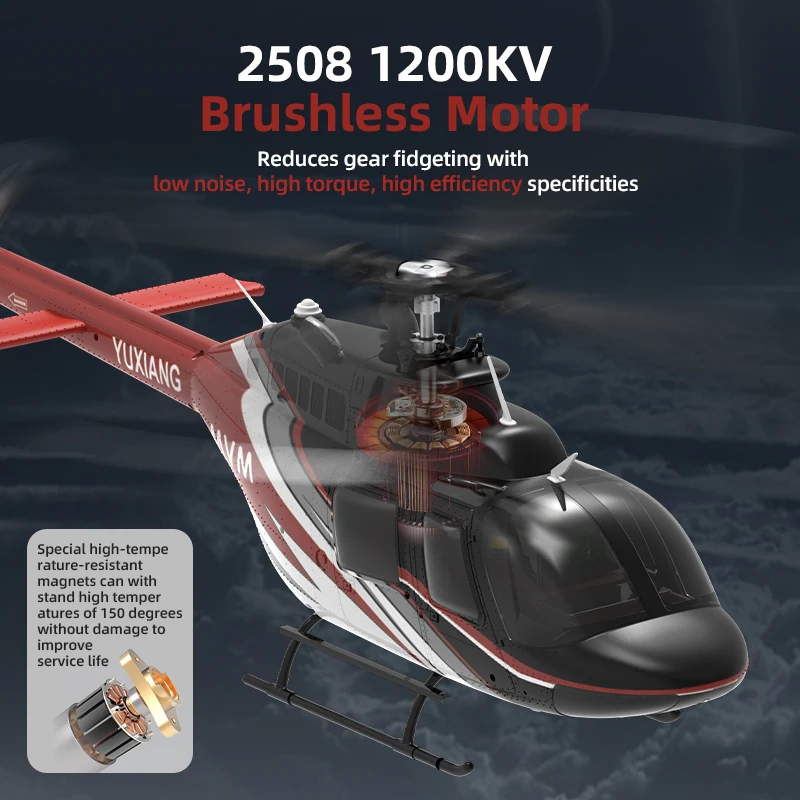 YXZNRC F08 Bell-206 1:27 Scale Altitude Hold Optical Flow Positioning Dual Brushless Motor RC Helicopter 5