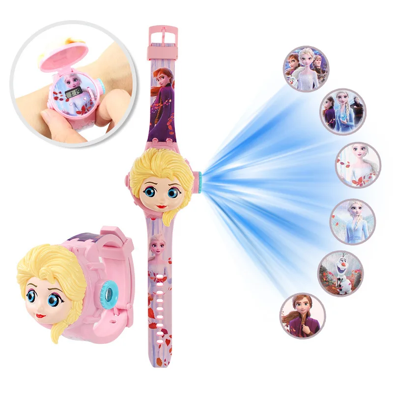 Disney Mickey Kinderen Horloges Voor Meisjes 3D Projectie Bevroren Elsa Minnie Digitale Kinderen Klok School Gift Relogio Infantil