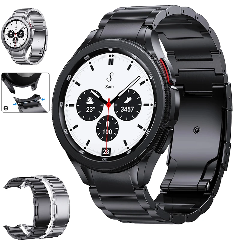 No Gap Cinturino In Vero Titanio Per Samsung Galaxy Watch 4 Classic 46Mm 42Mm Cinturino Per Samsung Galaxy Watch 5 40 44Mm/Watch 5 Pro