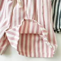 Spring Summer Boys Striped Loose Pants Baby Girl Vintage Casual Linen Cotton Harlan Pants Kids Lace-up Pant Children Clothing 6