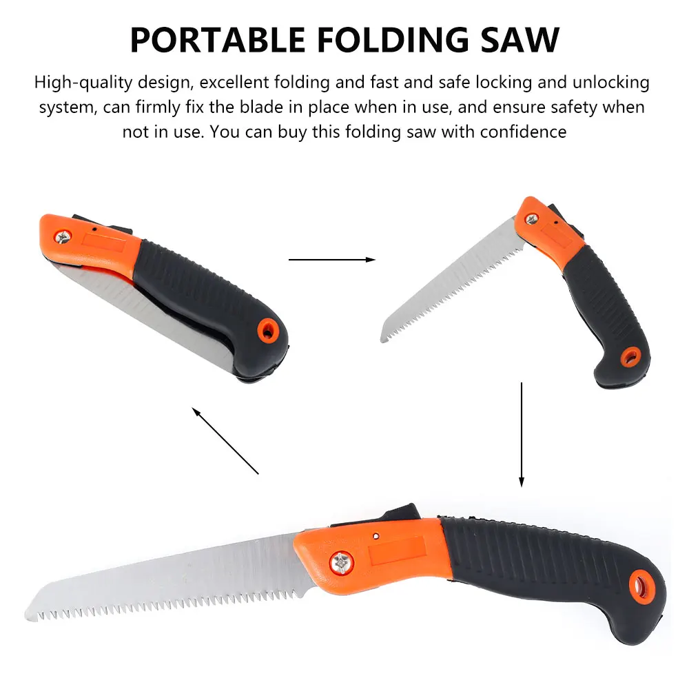 Folding Saw Gardening Pruning Saw folding saw Portable Camping Outdoor Survival Cutting Trimming Tool 65# Steel Sharp Teeth 150 mm