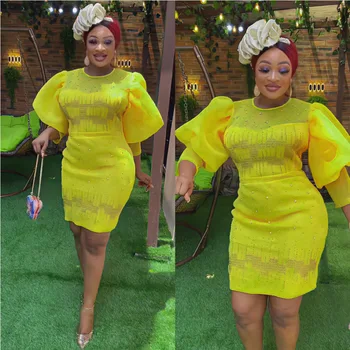 Nkechi Puff Sleeve Evening Dress