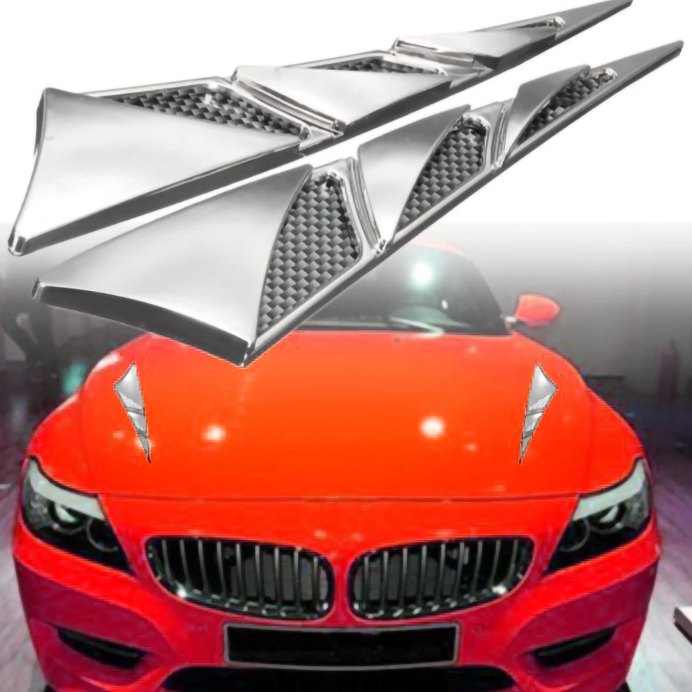 1Pair Car Exterior Decoration Car Hood Stickers Universal Side Air Intake Bonnet Simulation Vent Cover Hood Car-styling hood scoop stickers,car body trim accessories