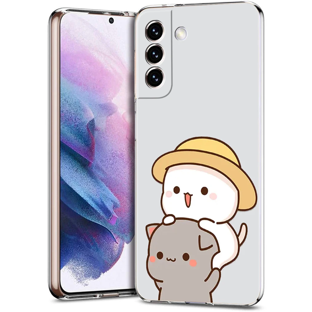 Adorable Cartoon Cat Couple Soft Clear Phone Case
