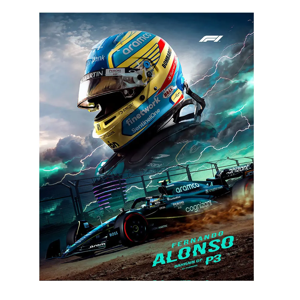 Fernando Alonso F1 Racing Poster Painting - Tenorarts