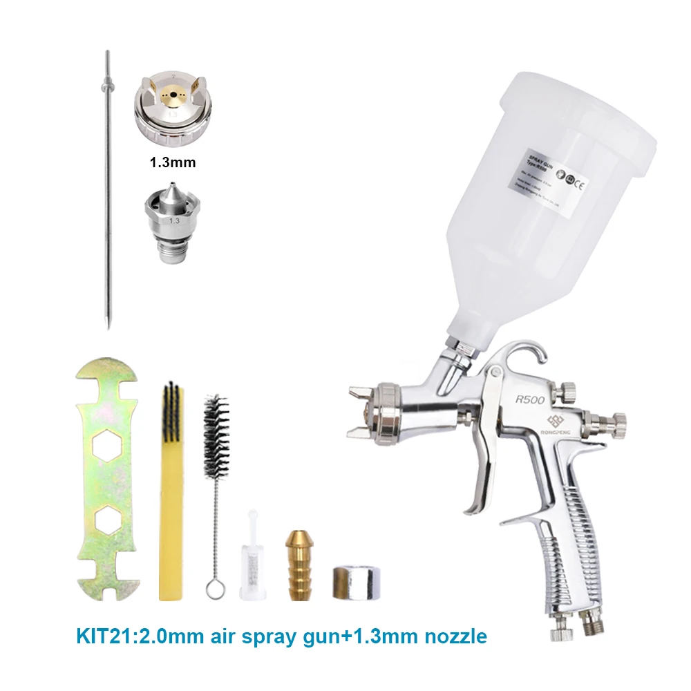 RONGPENG Professional R500 LVLP Spray Gun Water Based Oil Paint 2.0mm Airbrush with 1.3\1.4\1.5\1.7 nozzle Gravity Airbrush