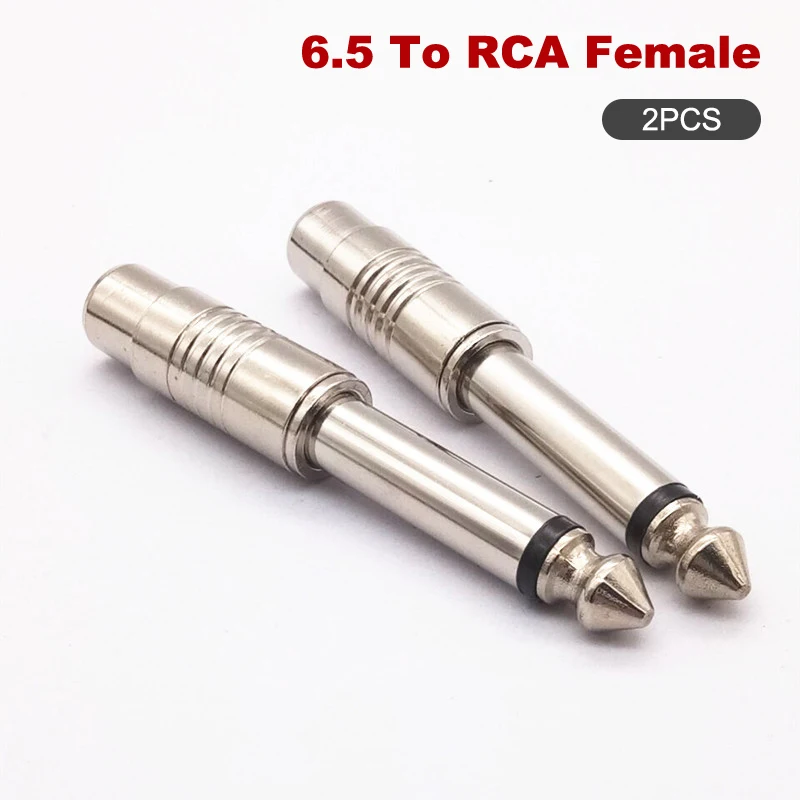 

2Pcs/lot 6.5mm Mono Audio Adapter 6.5mm 1/4" Male Plug to RCA Female Jack Audio Mono Adapter Connector TS for Home KTV Use