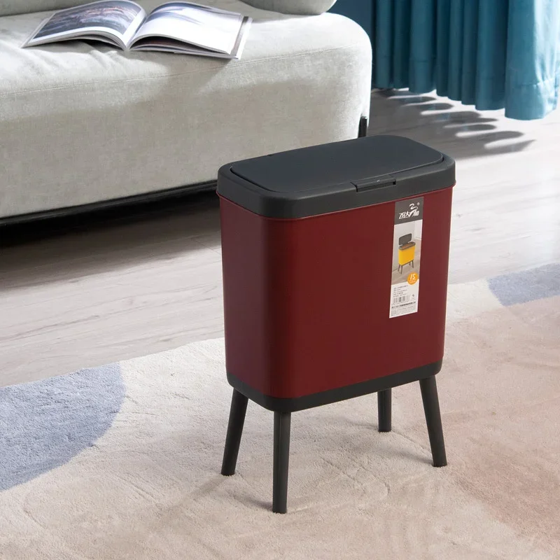 

Ins Nordic Style Bucket Garbage Hotel Home Kitchen Toilet Crack Garbage Bin Press Flip Cover Office Trash Can High Feet