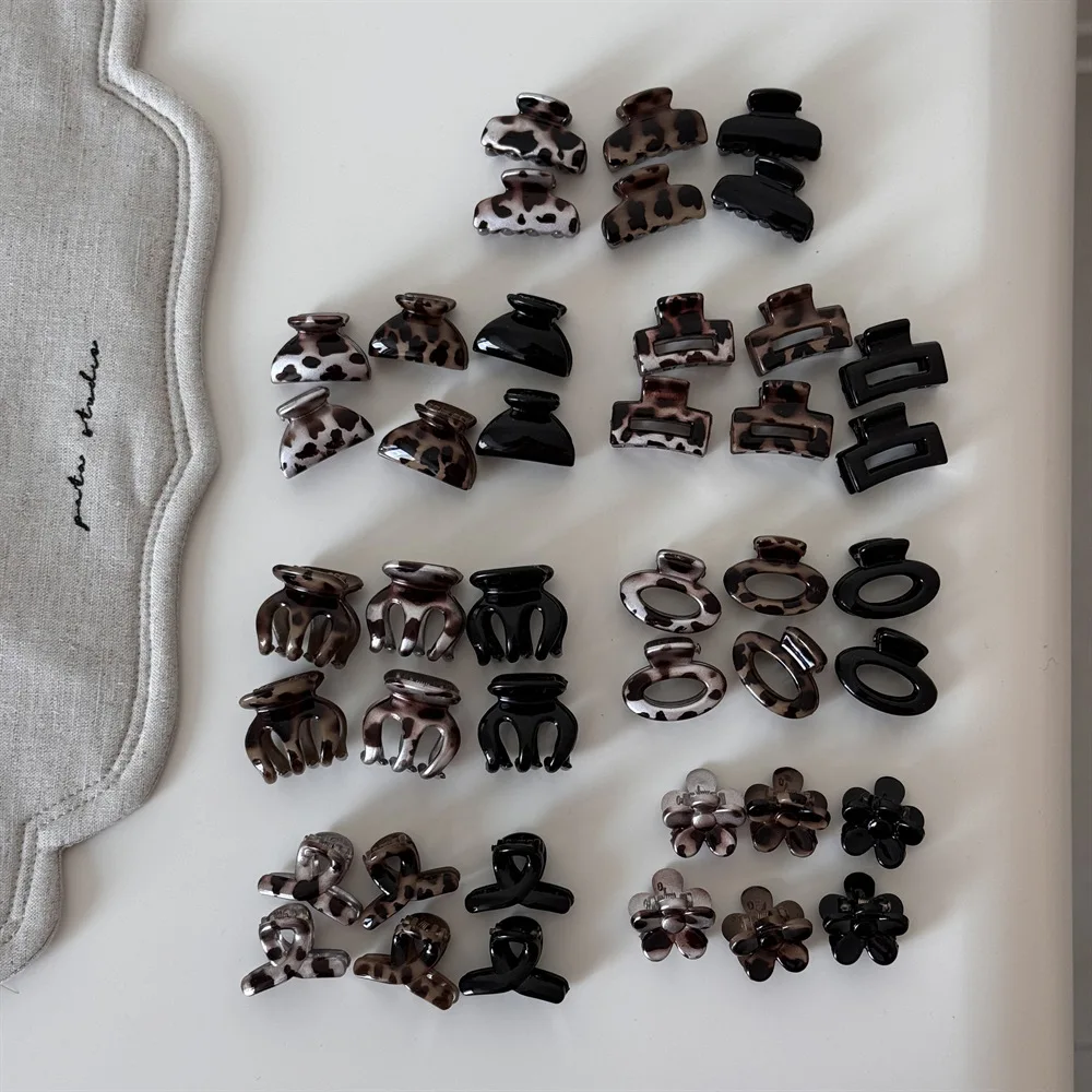 Korean Style Leopard Print Hair Claw Flower Bangs Clip Hair Accessories Set Small Clips